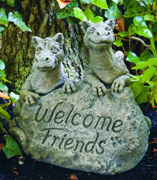 Welcome Friends Dragons Garden Statue Made of Cement